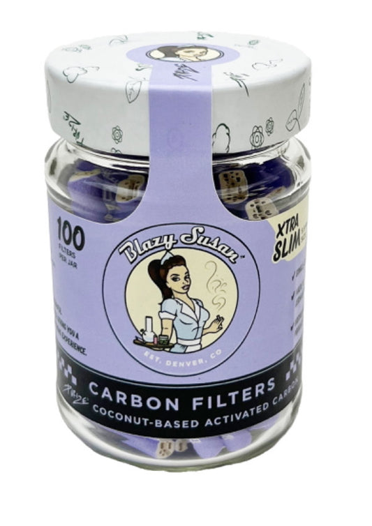Activated Carbon Filter Tips | Xtra Slim | 100ct Jar | 5.9 MM Size