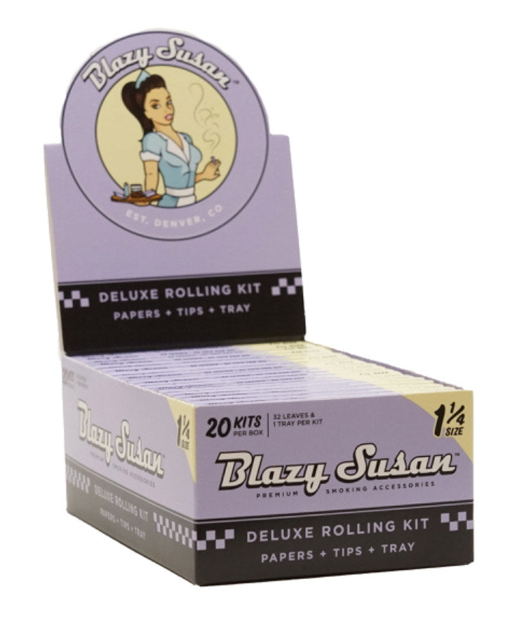 DELUXE ROLLING KIT  PAPERS + TPIS + TRAY 1 1/4" SIZE PURPLE