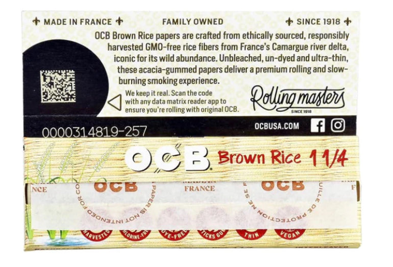 BROWN RICE  ROLLING PAPER 1 1/4 SIZE